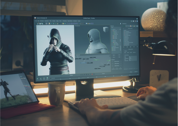 A 3D modeler works on creating a digital 3D model